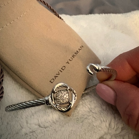 David Yurman Silver Knot Bracelet with diamond accents